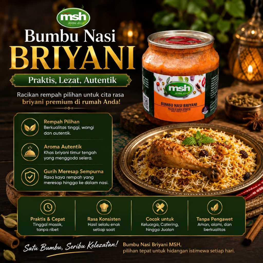Bumbu Nasi Briyani 190 gr , Bumbu Nasi Briyani Rempah Murni , Bumbu Nasi Briyani NON MSG
