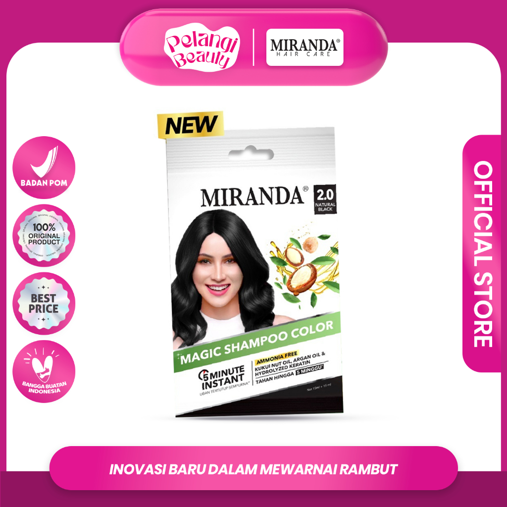PELANGI BEAUTY - [NEW FORMULA] Miranda Magic Shampoo Color Sachet Dark Brown 30ml | Semir Pewarna Ra