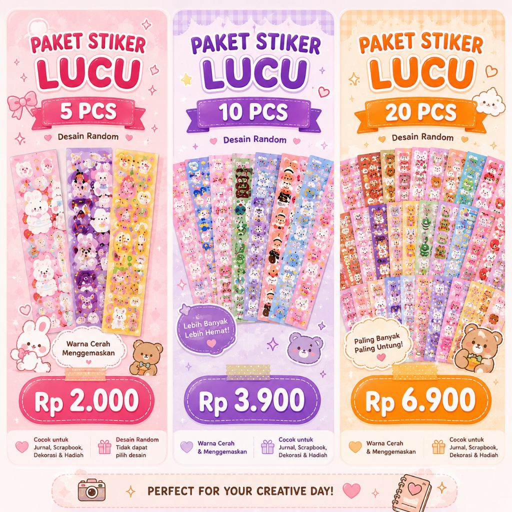 Paket Stiker Lucu dan Aesthetic Random