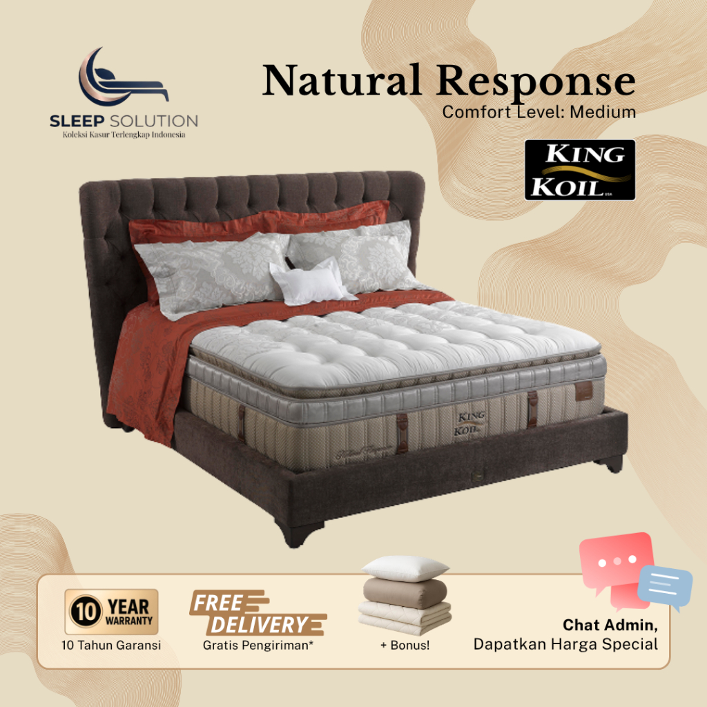 KING KOIL NATURAL RESPONSE I Kasur Spring Bed | Matras Premium | 100x200, 120x200, 160x200, 180x200,