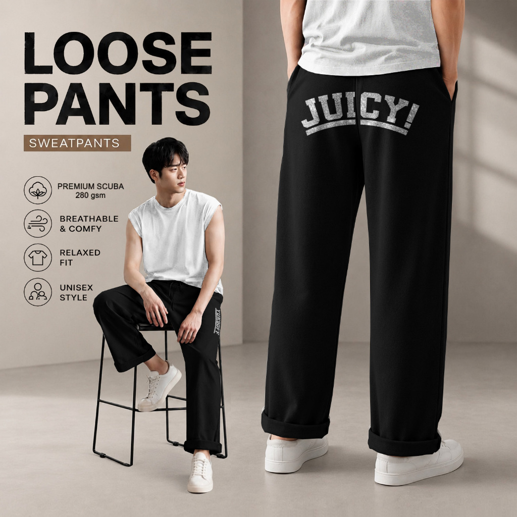JUICY CELANA PANJANG LOOSE PANTS CELANA BAGGY SKENA CASUAL SWEATPANST PRIA WANITA KOREAN STYLE JAPAN