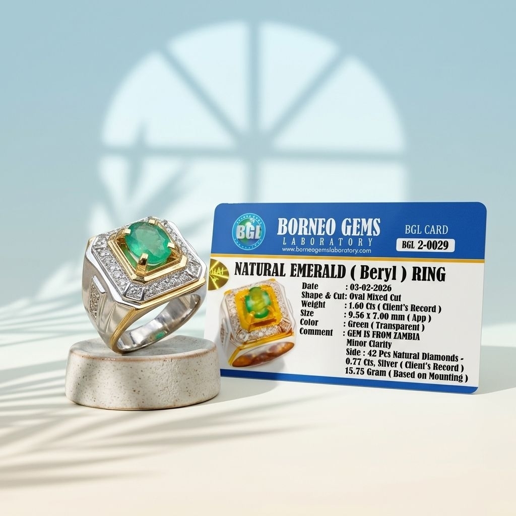 cincin perak zamrud dan berlian