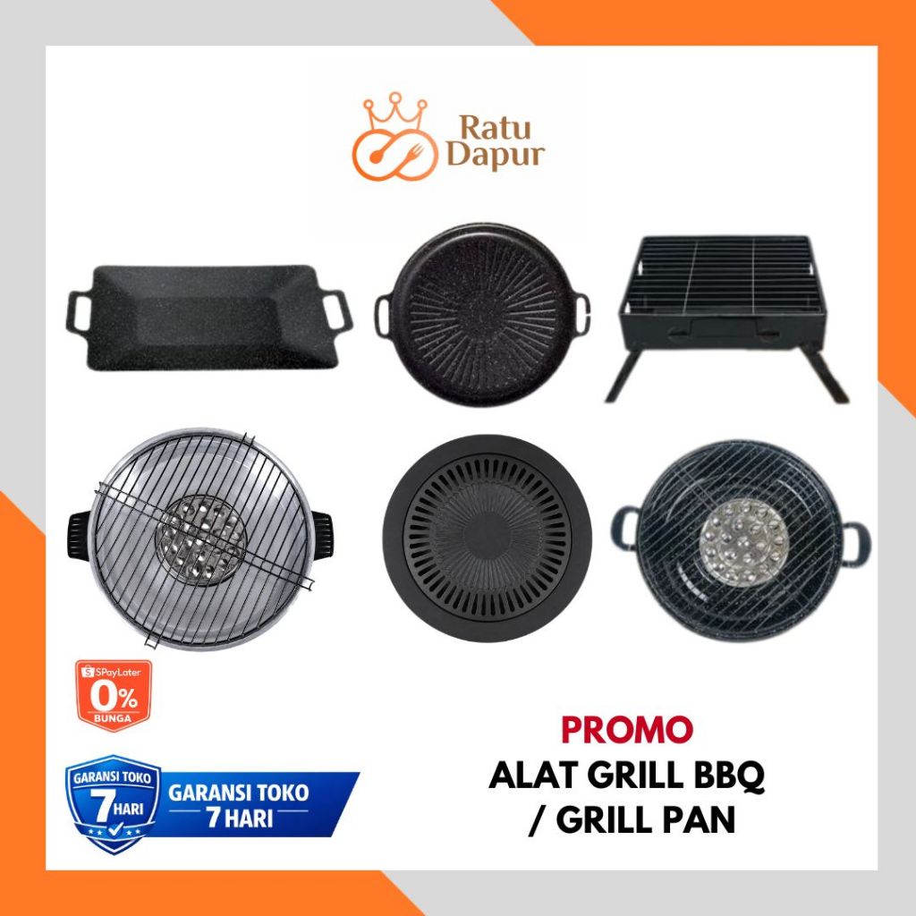 Maspion Alat Panggangan Grill BBQ / Grill Pan Panggangan Portable Alat Bakar Steak Ikan Ayam Sosis A