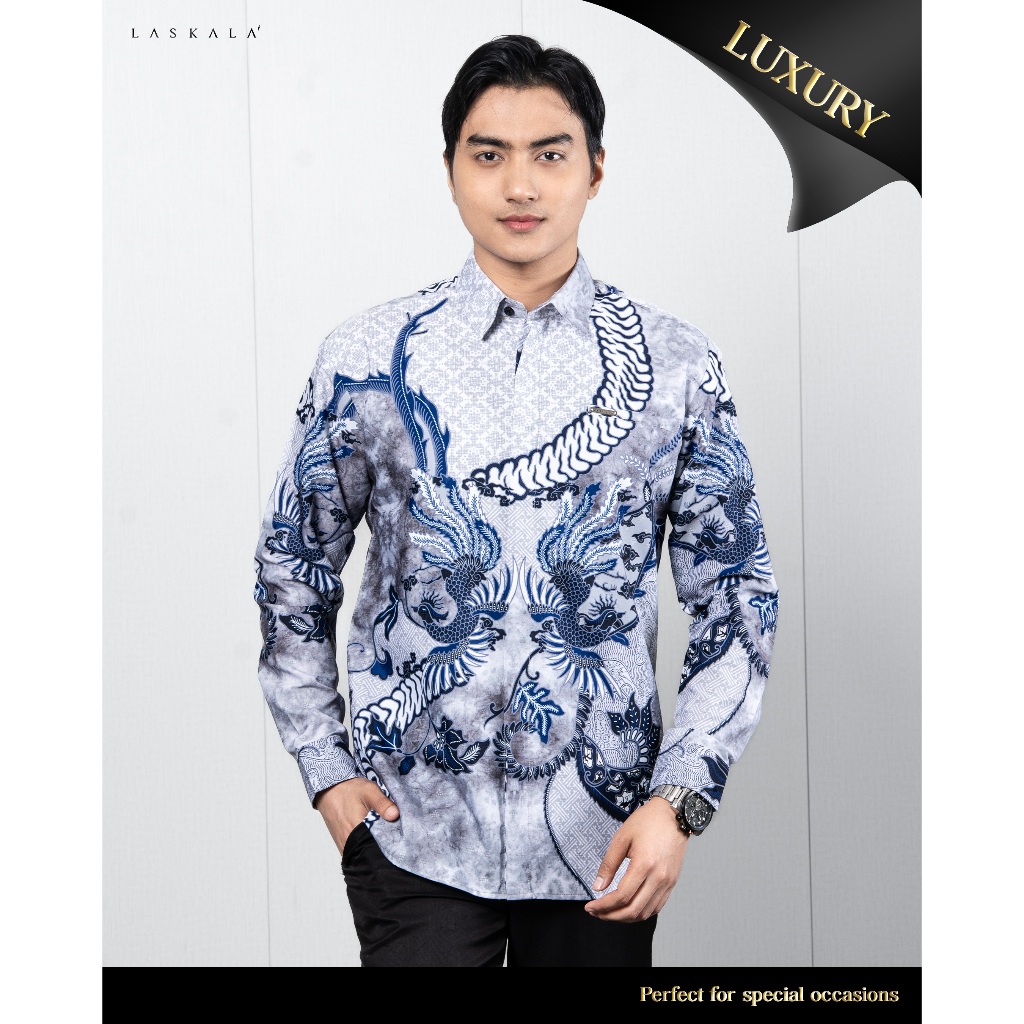 Laskala Batik Premium Lokananta Kemeja Batik Pria Slimfit Lengan Panjang