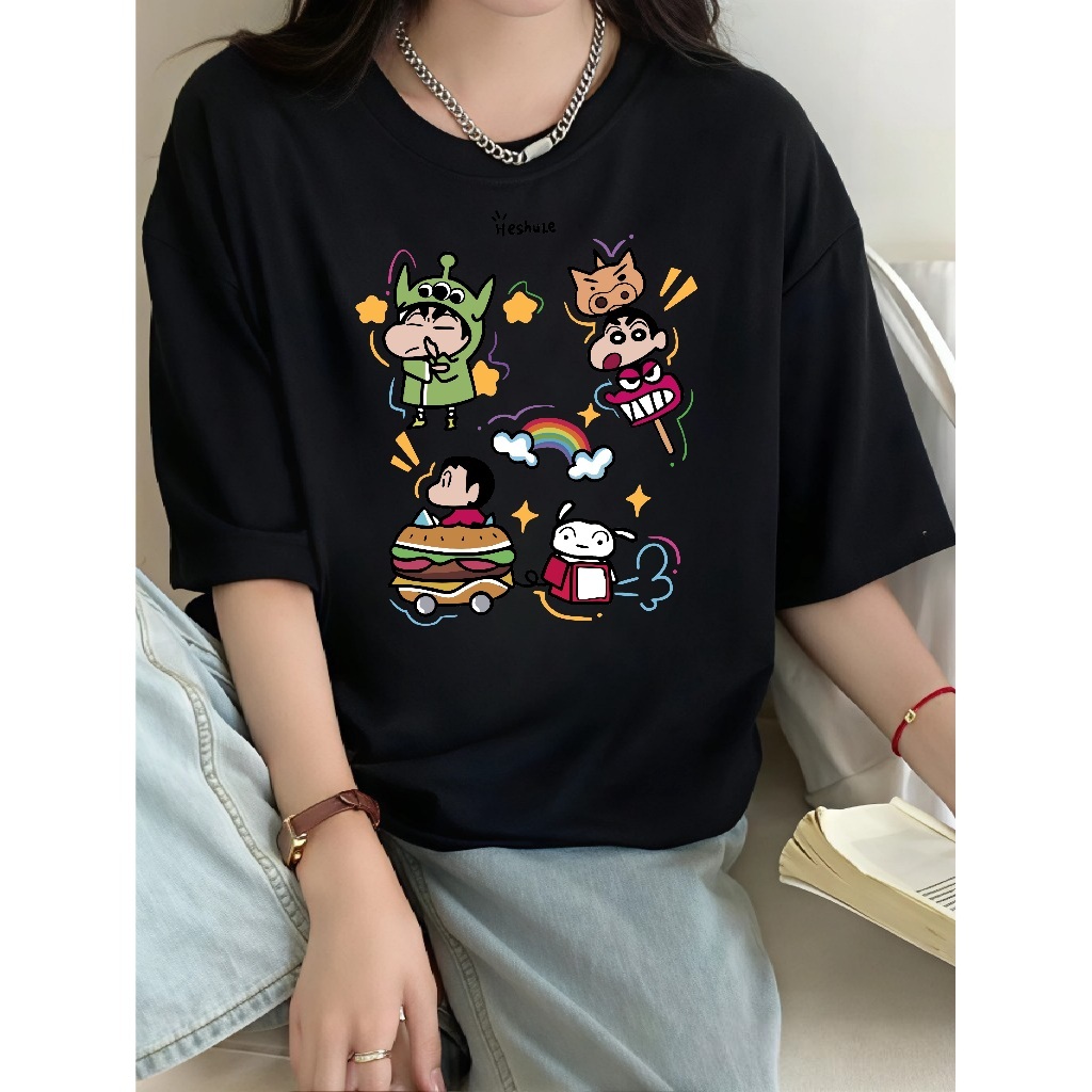 Kaos Distro Cowok Cewek HESHULE SINCHAN Baju Kaos T Shirt Pria Cowok Cewek Distro Sablon Anime Premi