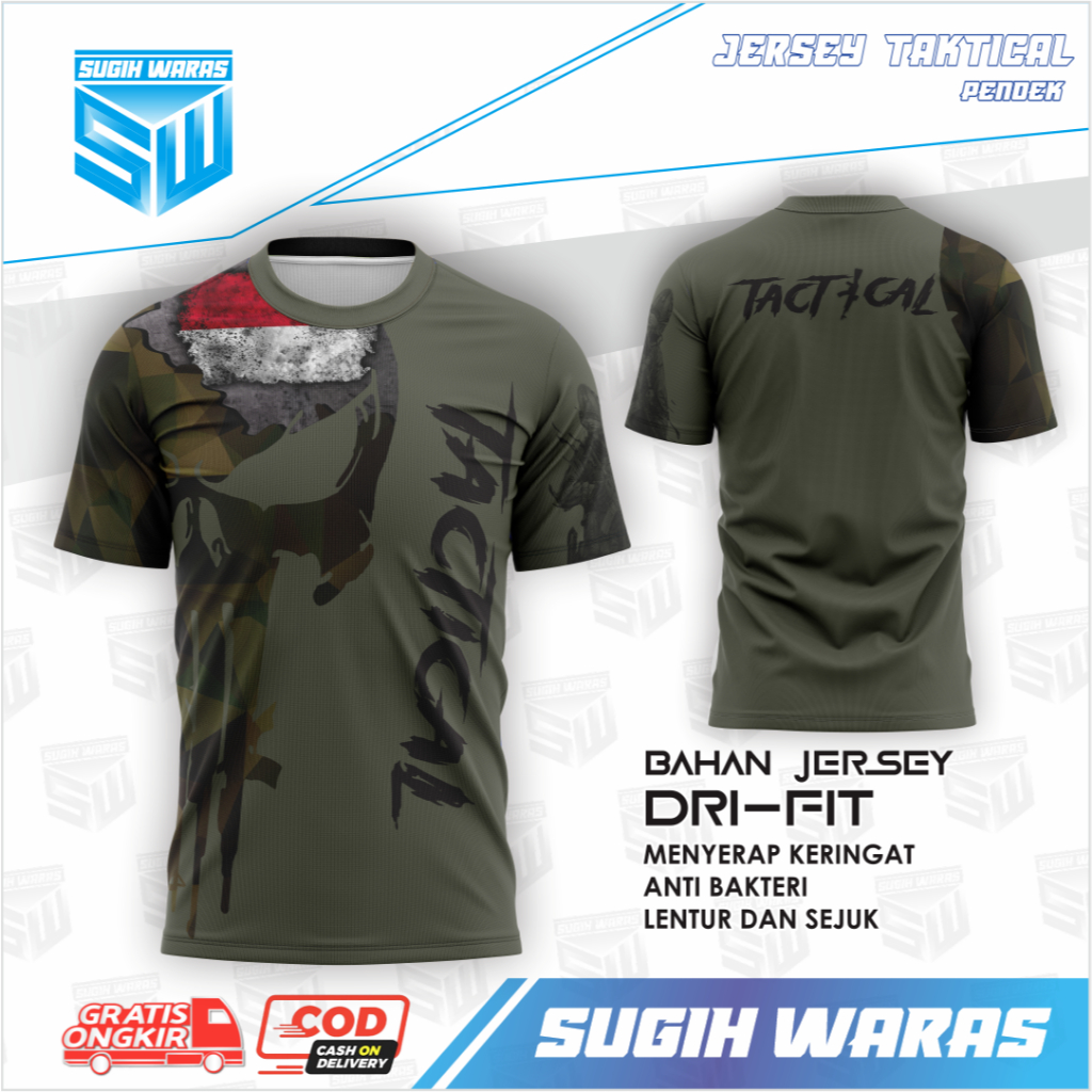 SW Jersey Tactical AK47 Army Lengan Pendek Kaos Outdoor Touring Airsoft Dryfit Milano