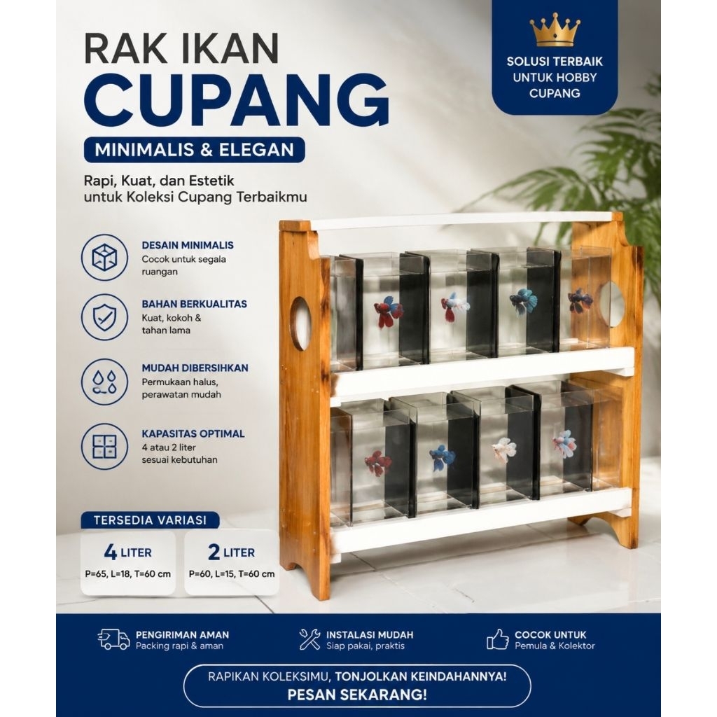 rak cupang/Guppy + LED strip minimalis, rak buku, rak multifungsi,rak soliter 2 liter,rak soliter 4 
