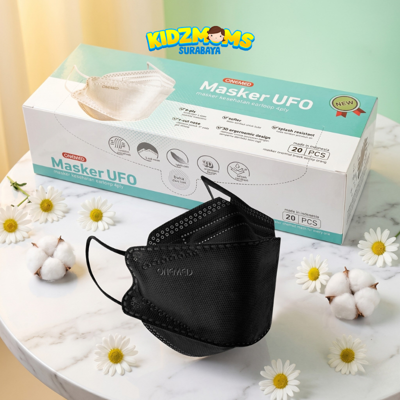 ONEMED MEDIS KF94 Masker ONEMED KF94 Empat Lapis Hitam Dua Puluh Lembar Per Kotak