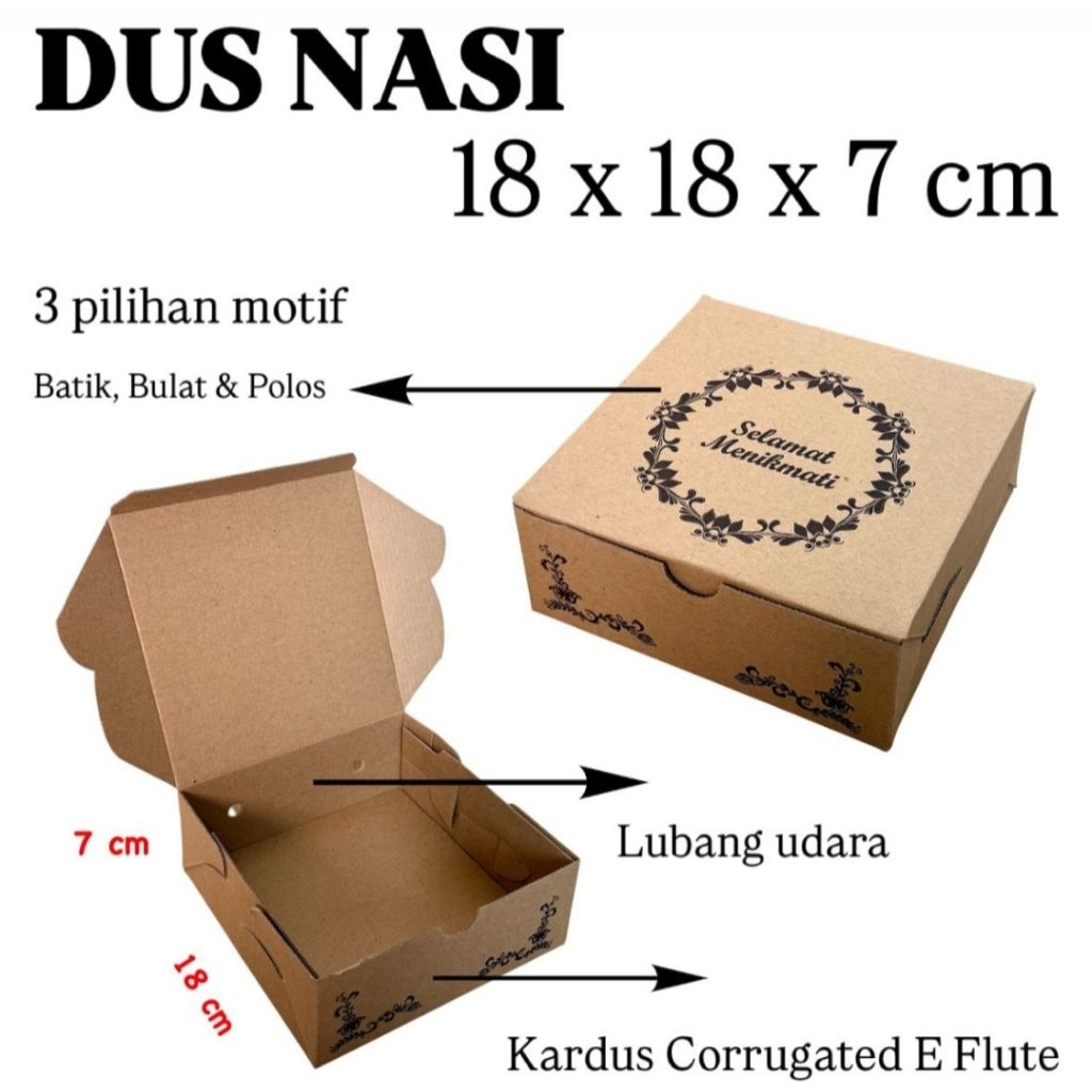 BOX NASI 18x18x7 / KOTAK CATERING / DUS NASI KOTAK