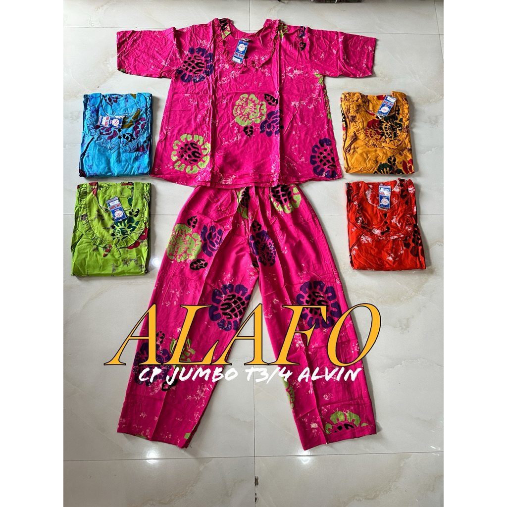 BAJU TIDUR NYAMAN CP JUMBO T3/4 BATIK ALVIN CITAK