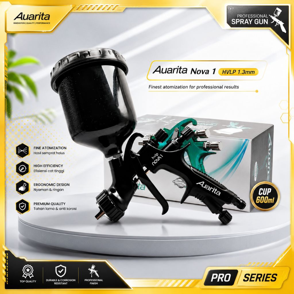 Spray Gun Auarita Nova 1 HVLP Space Black 1.3mm Cup 600ml Original