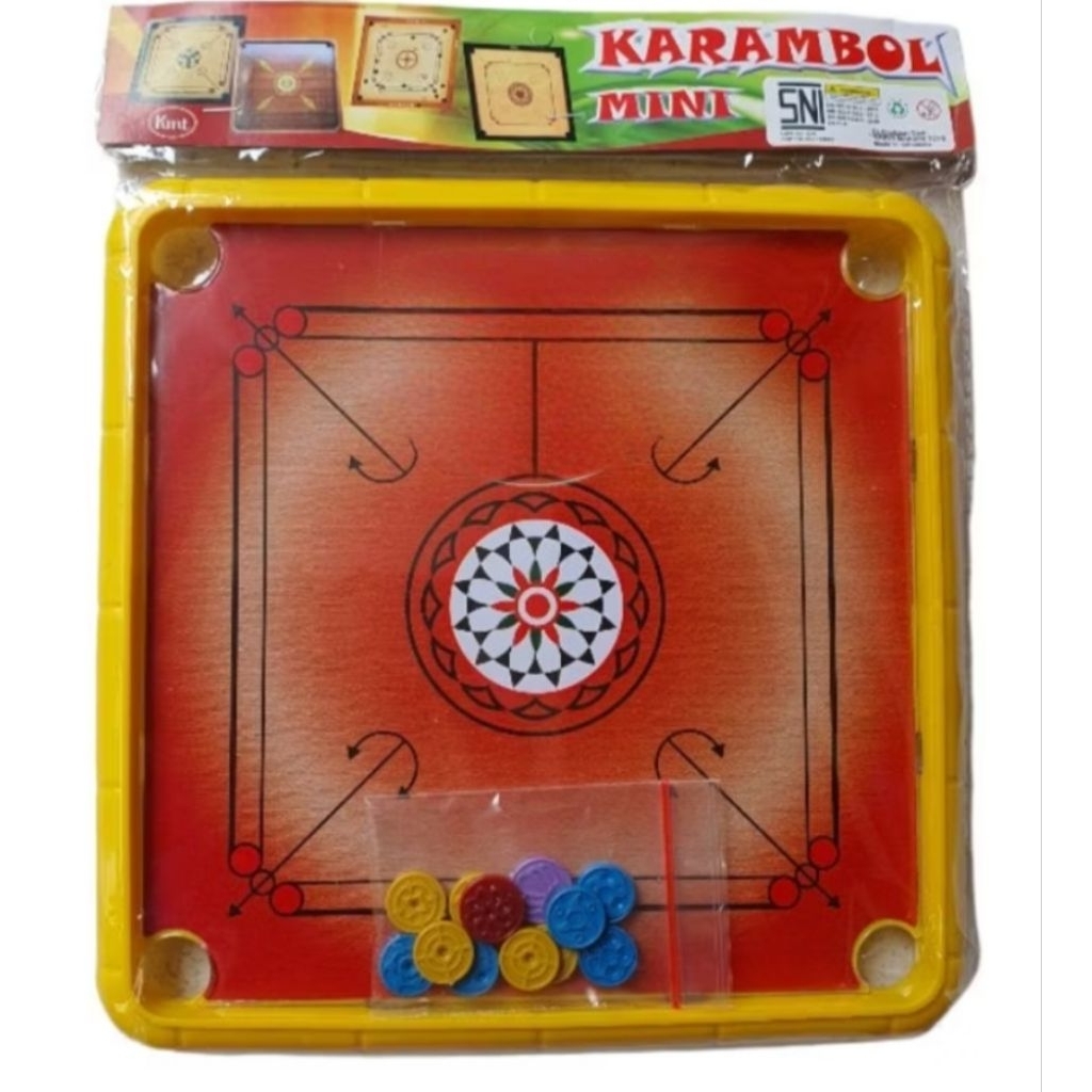 Mainan Karambol Mini Plastik 20x20 cm - Papan Karambol Edukasi Seru Anak SNI