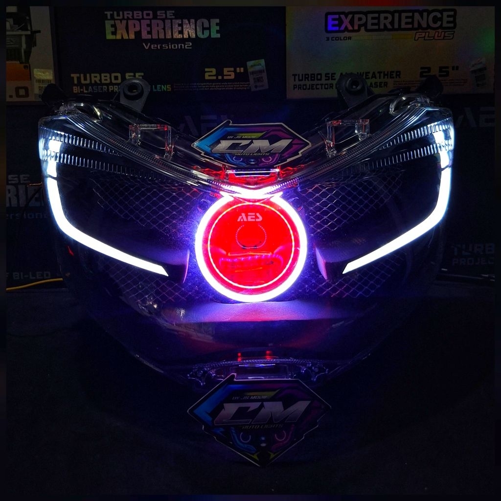 HEADLAMP SET LAMPU DEPAN SET CUSTOM BILED AES EXPERIENCE LAZY EYES YAMAHA NMAX OLD
