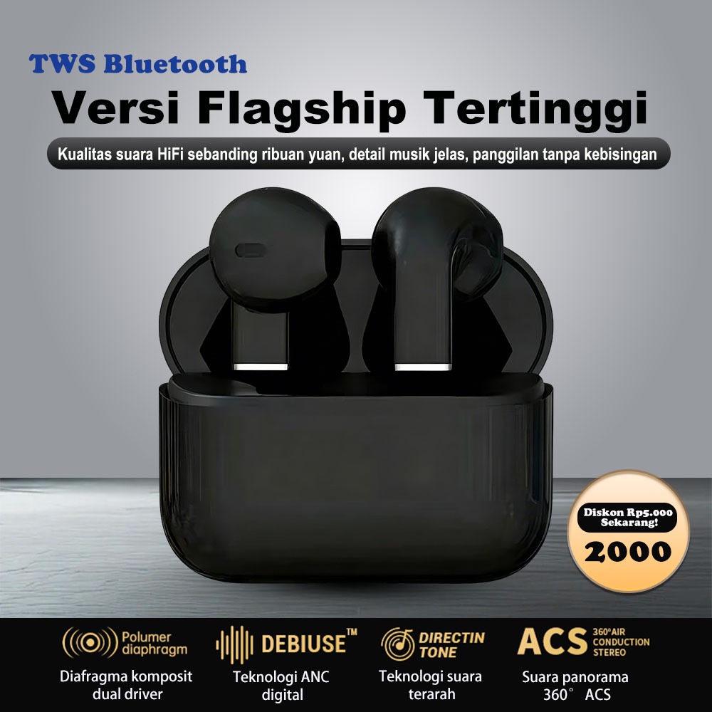 [COD] Earbuds Wireless TWS Earphone Headset Bluetooth TWS 5.3 Earbuds Nirkabel Suara Jernih Olahraga