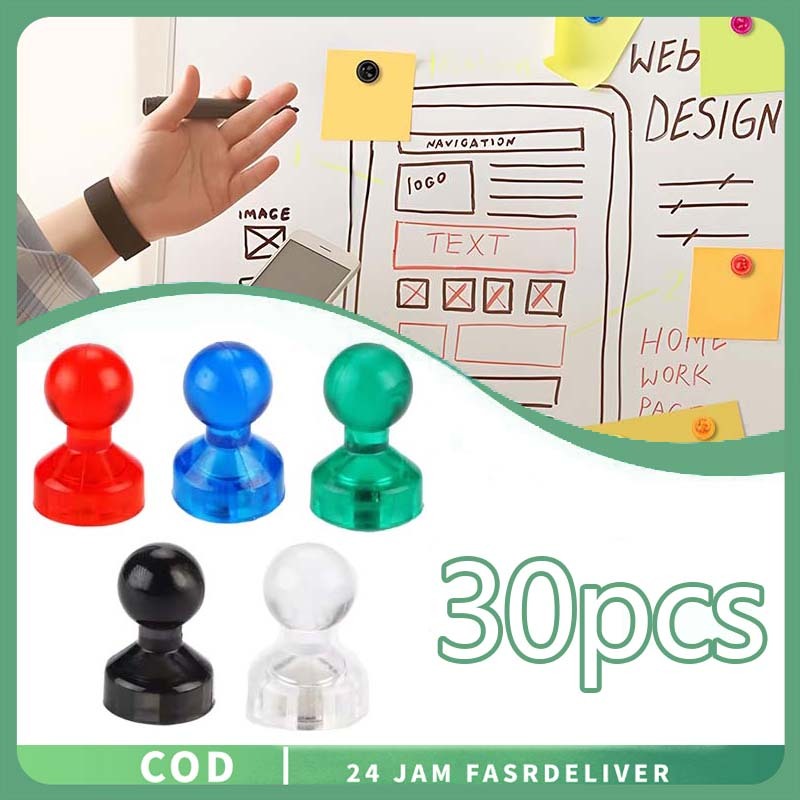 30pcs Pin Magnet Papan Tulis Portabel Magnet Papan Tulis Warna Magnet Papan Tulis Whiteboard Multifu