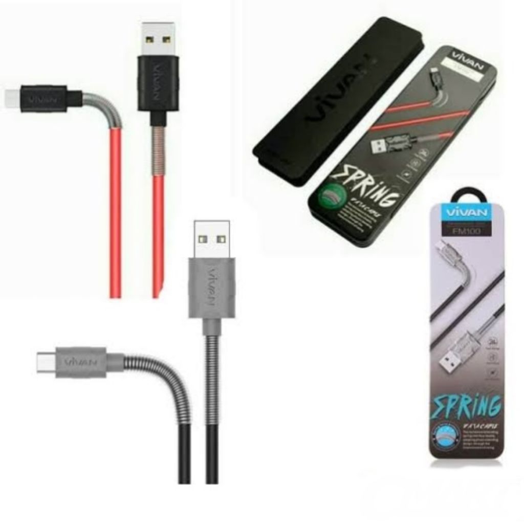 VIVAN kabel Data Micro USB FM100 Spring Charger