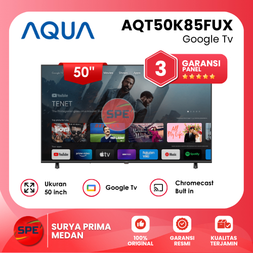GOOGLE TV LED AQUA 50 INCH AQT50K85FUX/ UHD ( GARANSI RESMI MEDAN)