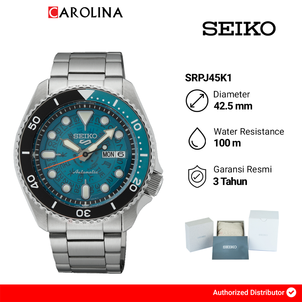 Jam Tangan Pria Seiko 5 Sports SRPJ45K1 Time Sonar SKX Sports Style Blue Dial Stainless Steel Strap