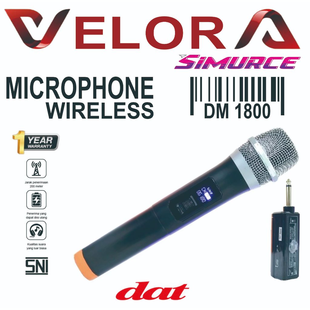 DAT DM-1800 PROFESSIONAL WIRELESS MICROPHONE ORIGINAL DAT / Mic Wireless Mic Profesional UHF
