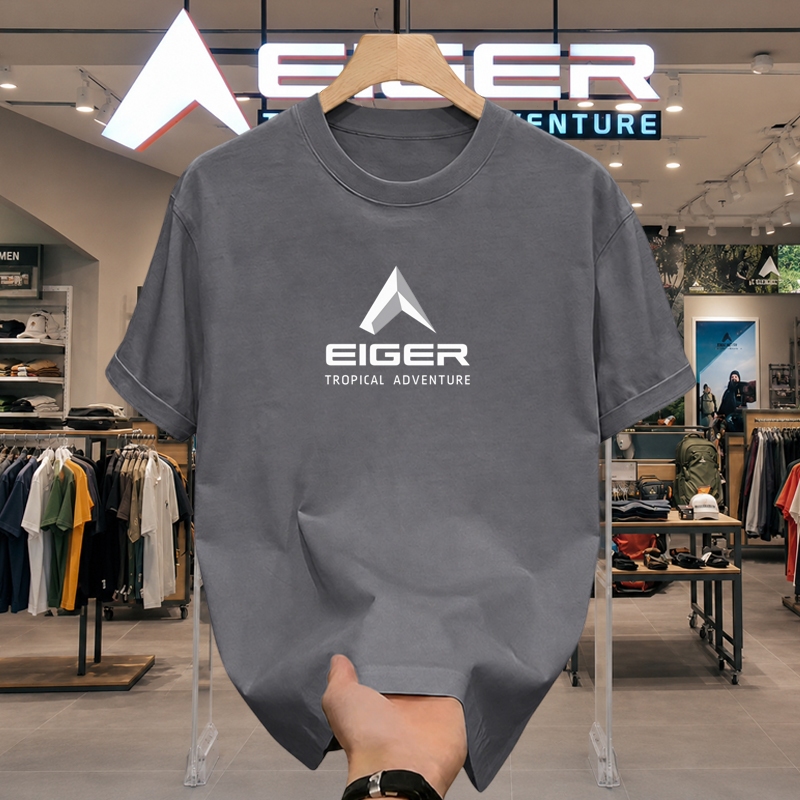 kaos T-shirt Kerah Bulat Eiger Edisi Premium pria boxy oversize Heavyweight 24s Cotton Combed kaos p