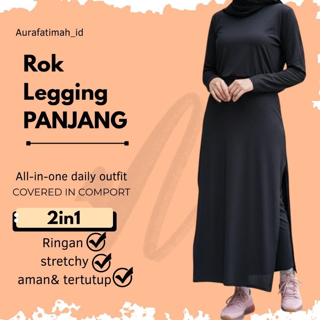 Legging Rok Syari/Celana Legging Rok Sporty Muslimah/Legging Rok Olahraga Wanita Muslimah