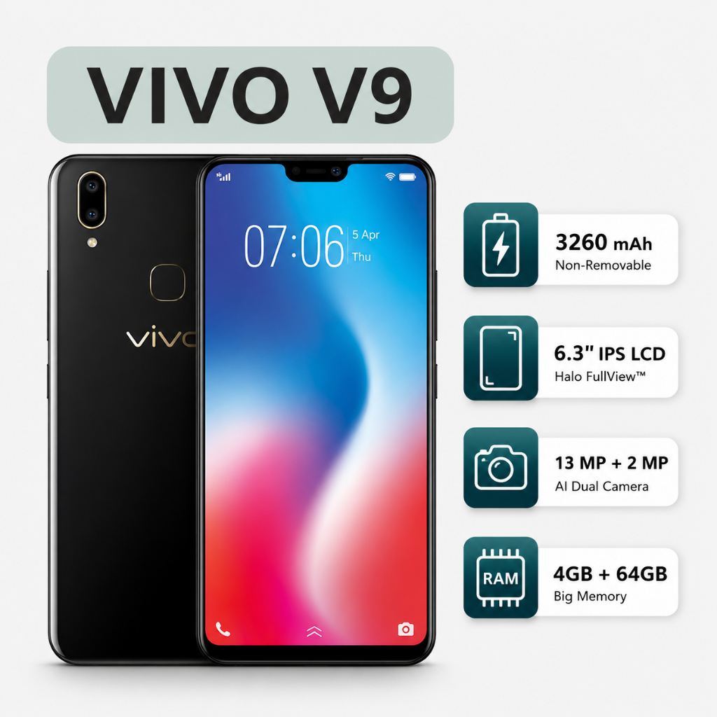 Handphone vivo V9.asli Ori Smartphone RAM 4GB+64GB LCD 6.3'FULLSET