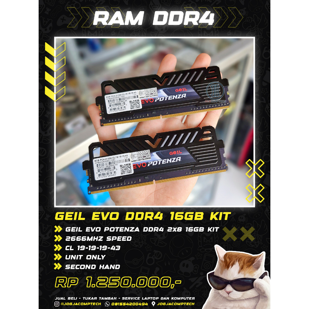 RAM GEIL EVO POTENZA DDR4 2X8 16GB KIT 2666MHZ