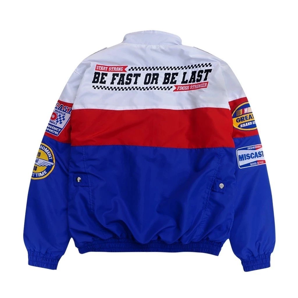 Miscast Jaket Nascar Vintage Parasut Pria Waterproof Camaro Biru