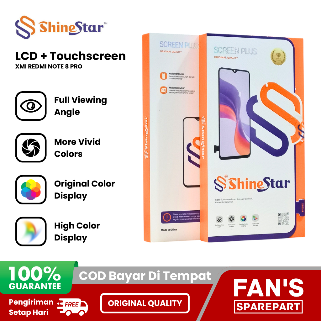 Layar Sentuh No Frame ShineStar LCD + Touchscreen Untuk XIaomi REDMI NOTE 8 PRO Kualitas Original Be