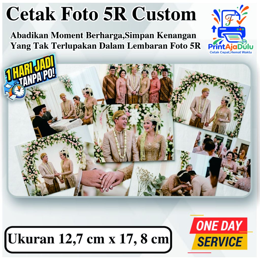 Cetak Foto 5R Custom Ukuran 12,7 cm x 17,8 cm, Bahan Art Carton 260 gsm