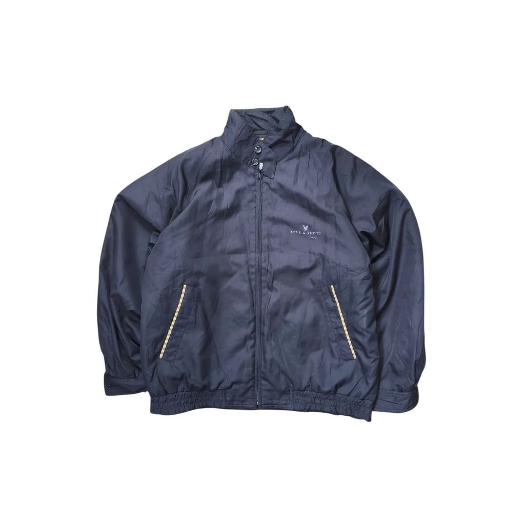 LYLE & SCOTT - Jaket Kasual Harrington Unisex Pria Wanita Navy Size M