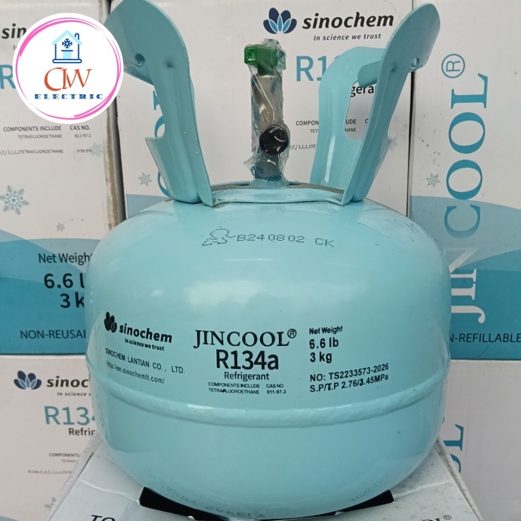 refrigerant R134a/R 134/R134 merk JINCOOL isi 3 kg segel pabrik