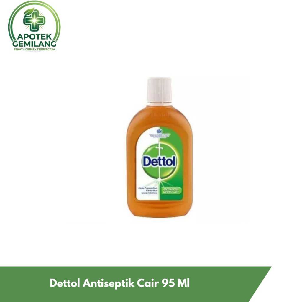 Dettol Antiseptik Cair 95ml - Membunuh 99,99% Kuman, Aman untuk Bayi, Desinfektan Serbaguna