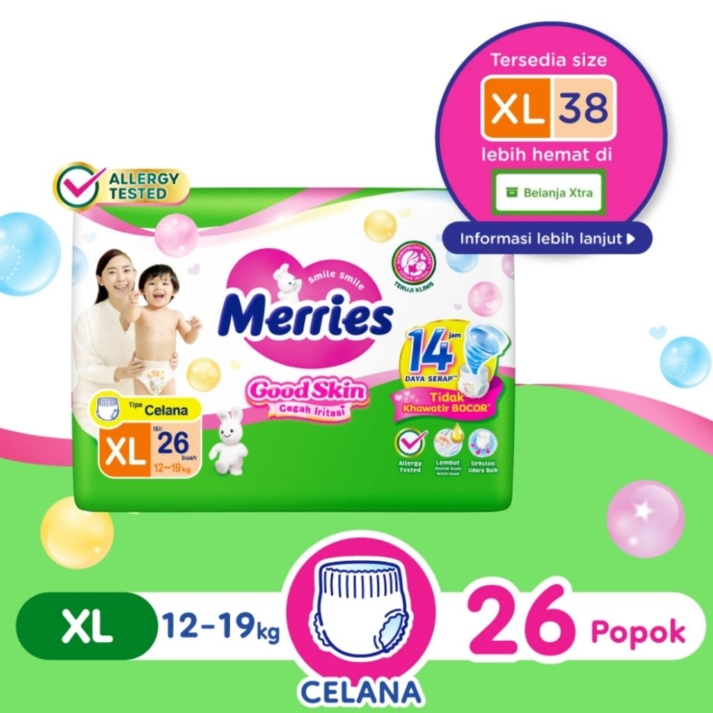 Popok Merries Ukuran NB-S, M, L, XL, XXL