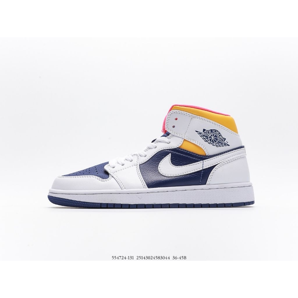 FKSNKRS Sepatu Sneakers Air Jordan 1 Mid Deep Royal Blue Laser Orange