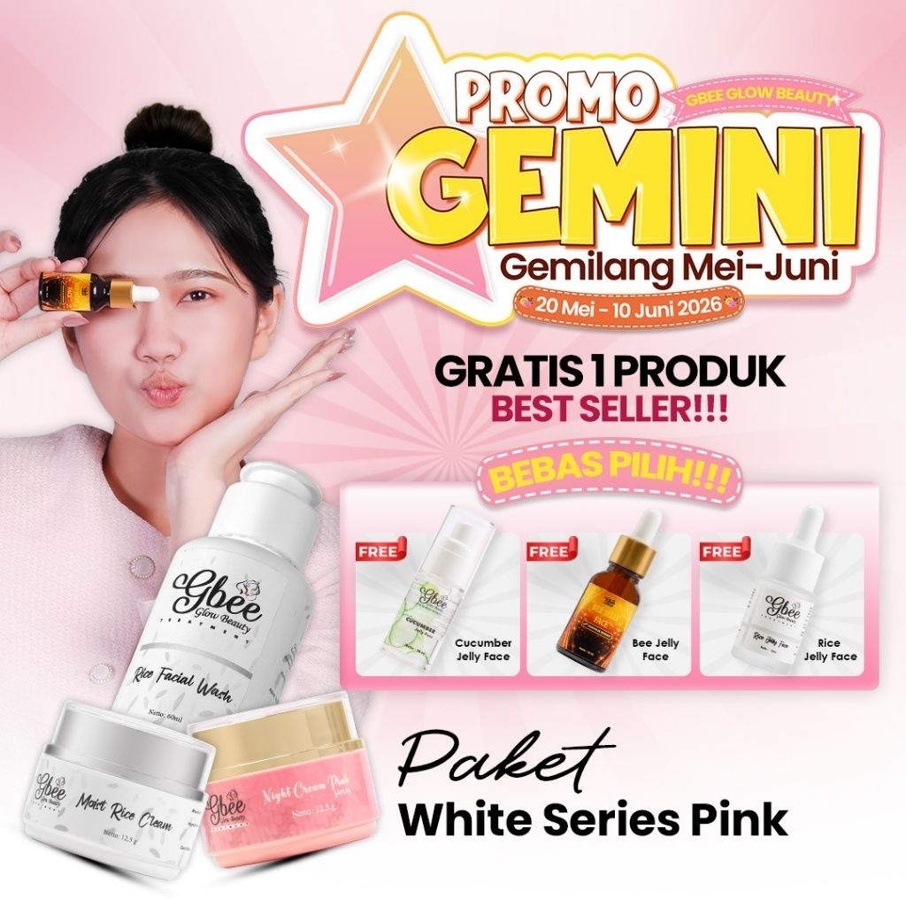 PAKET WHITE SERIES PINK GBEE/GBEE WHITE SERIES PINK/GBEE GLOW BEAUTY INDONESIA