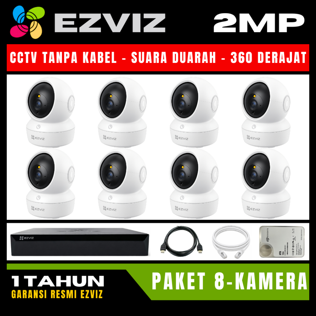 Paket CCTV EZVIZ 2MP 8 Channel 8 Kamera CCTV WIFI Camera Wireless Kamera Wifi