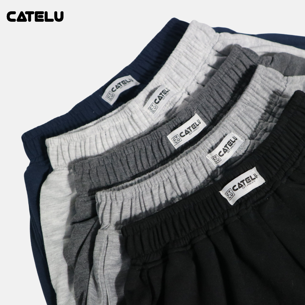 CATELU Paket Boxer Celana Pendek Tidur Pria Wanita - Short Pants Boby