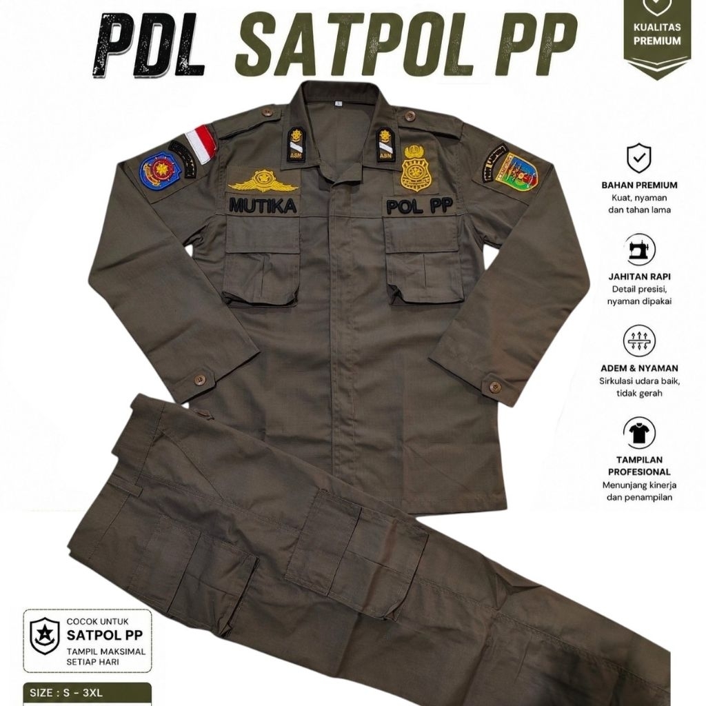 PDL SATPOL PP Full Atribut Bordir Timbul Premium