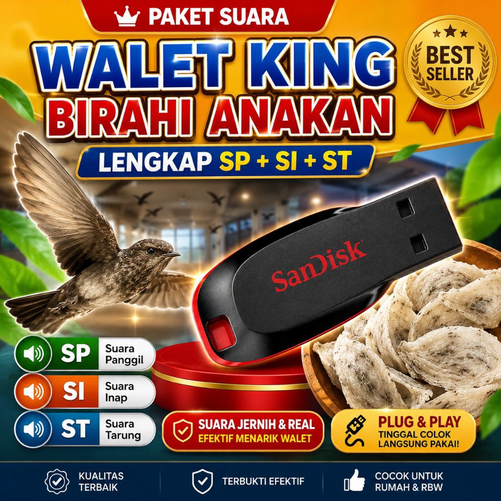 PAKET SUARA WALET KING BIRAHII ANAKAN, LENGKAP 3 SUARA SP + SI + ST
