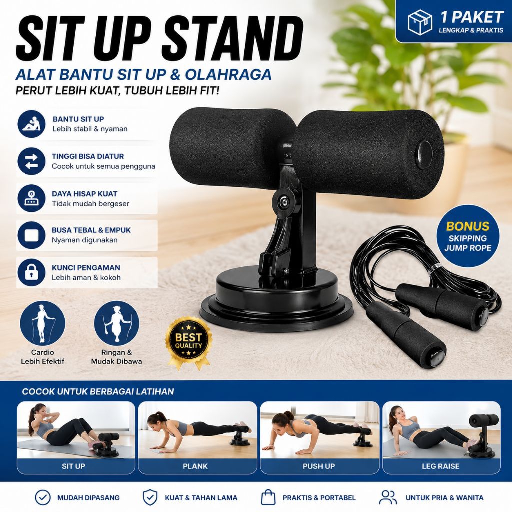 Alat Sit Up Stand Bekas Bonus Tali Skipping | Fitness Rumahan Portable - kondisi masih bagus