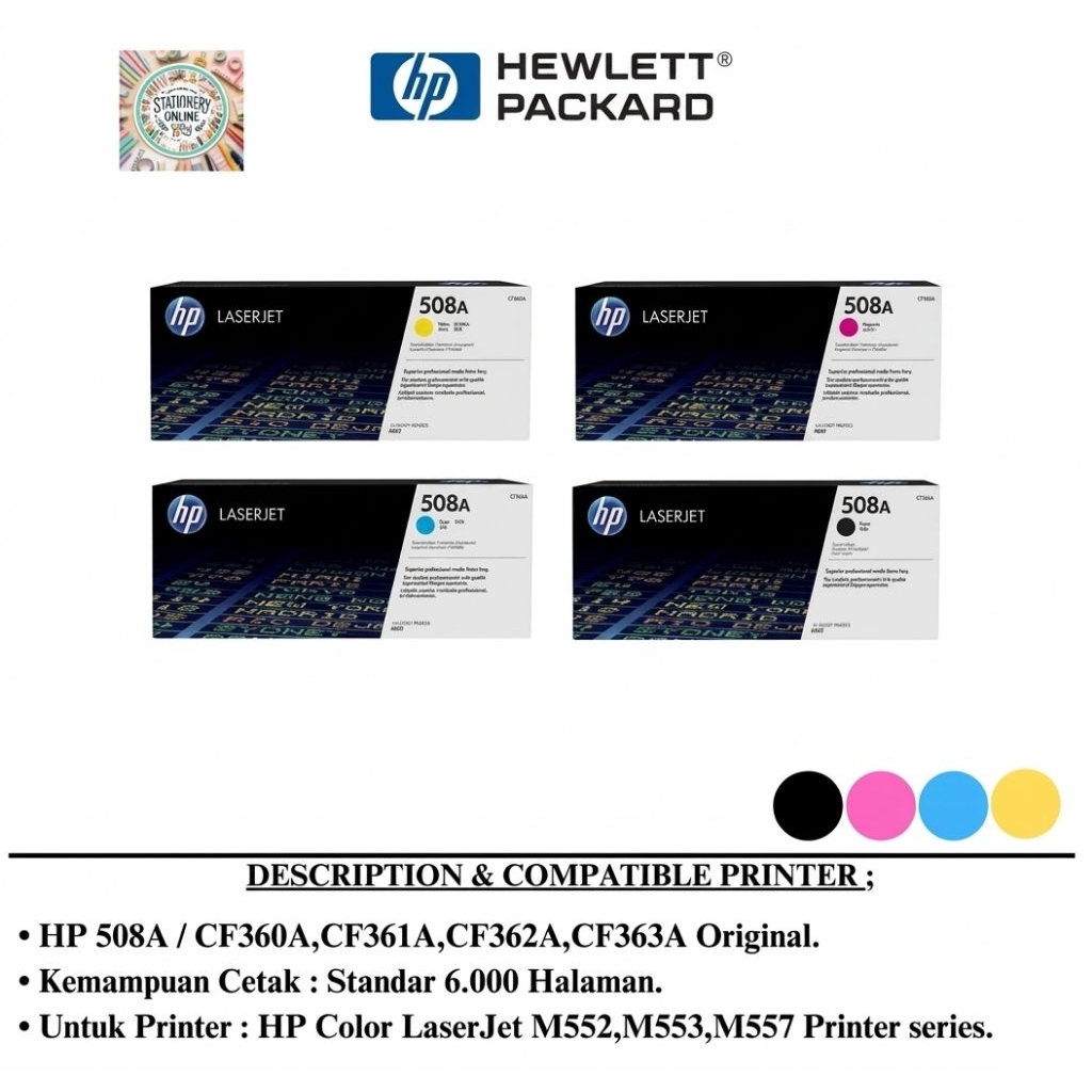 Toner 508A CF360A CF361A CF362A CF363A Black Color untuk Printer HP LaserJet M552 M553