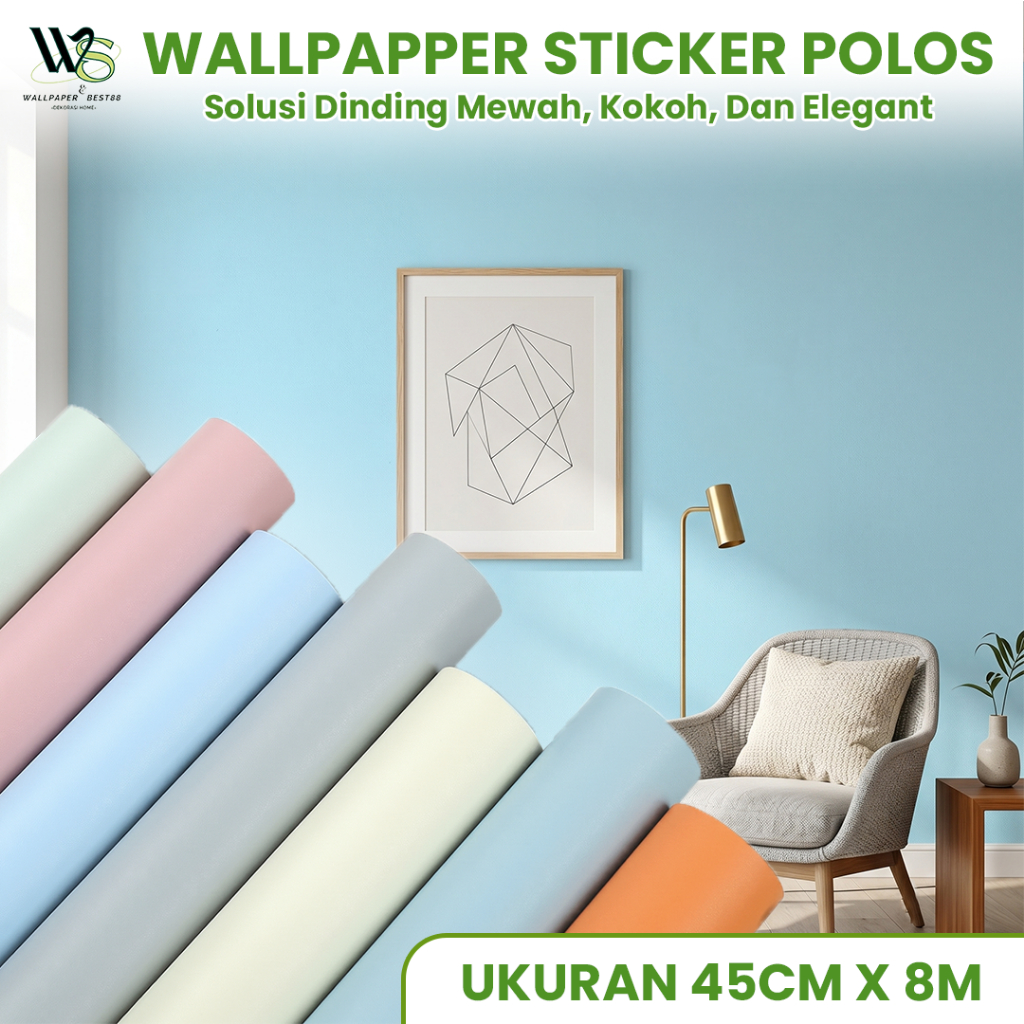 WALLPAPER DINDING Ukuran 45 cm x 8M Motif POLOS PASTEL BIRU PINK HITAM PUTIH PREMIUM BERTEKSTUR