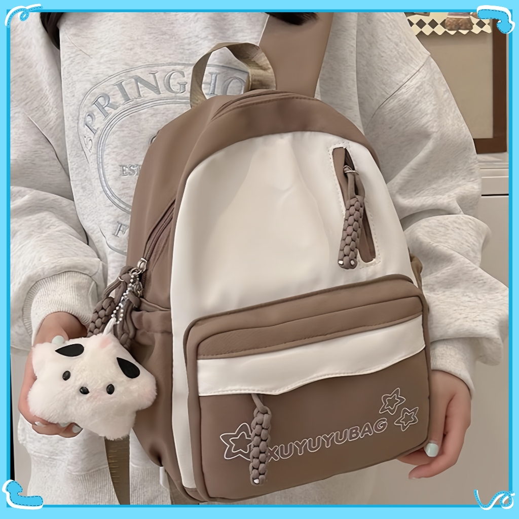 Tas Ransel Wanita Korea Ins Style Pink Mini Lucu Tas Sekolah Siswa Kuliah Kanvas Bisa Muat Laptop/Ta