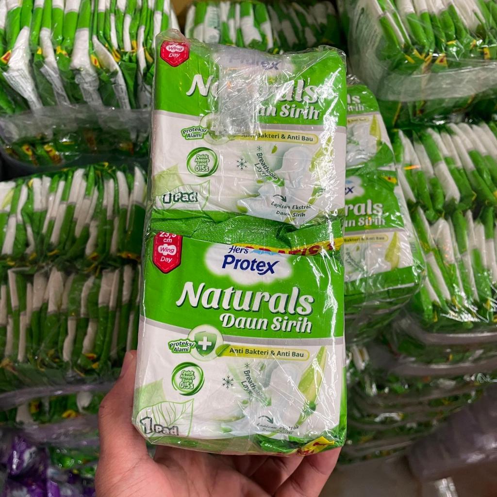 Pembalut Wanita Isi 50 Pcs Hers Protex Naturals Daun Sirih, Maxi Wing, Extra Maxi 23 cm - Sayap Anti