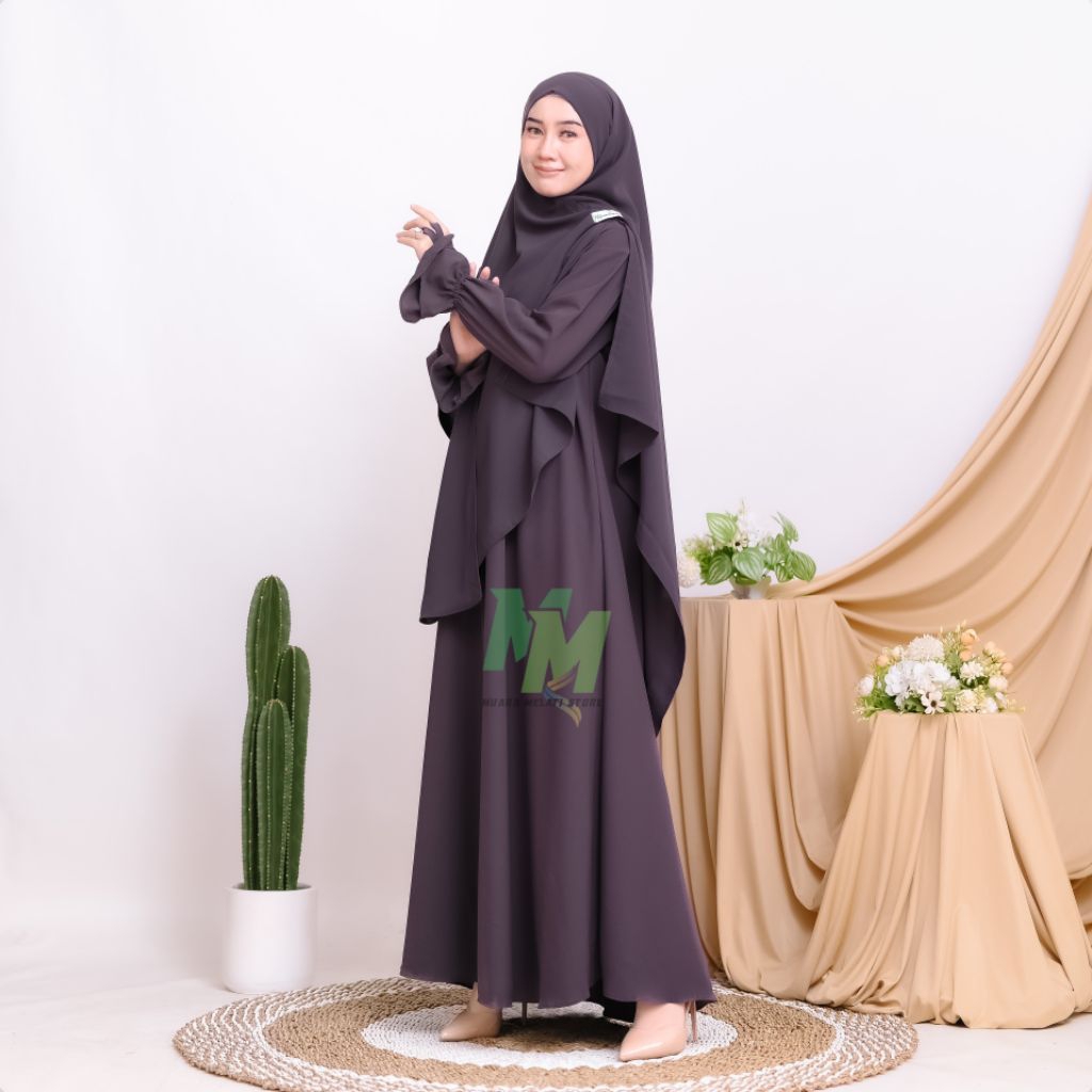 abaya MELIA gamis malaysia set Fasmina hiban free cadar bahan sabrina anti UV gamis terbaru 2026