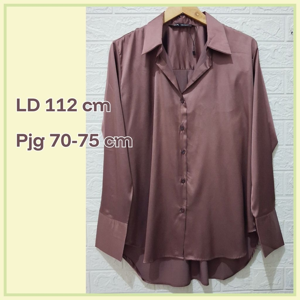 Zara - Kemeja wanita silk coklat