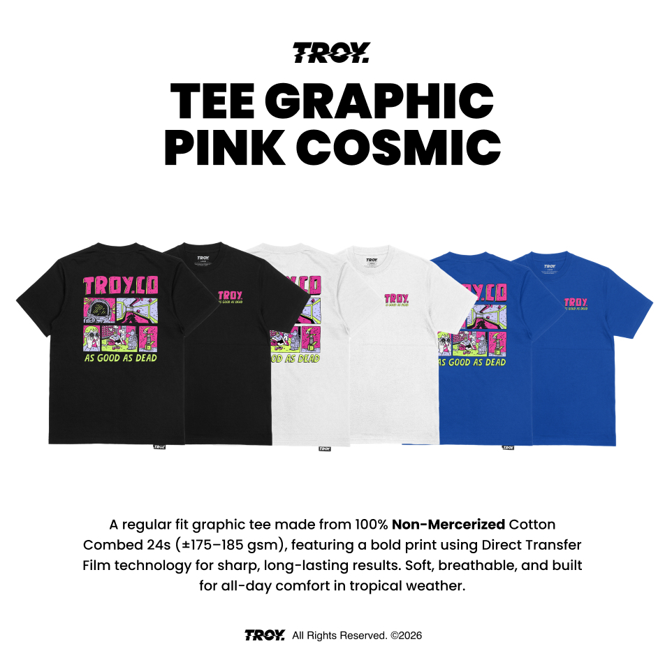 TROY COMPANY Kaos Pria Lengan Pendek - Pink Cosmic Tshirt MTD 2522