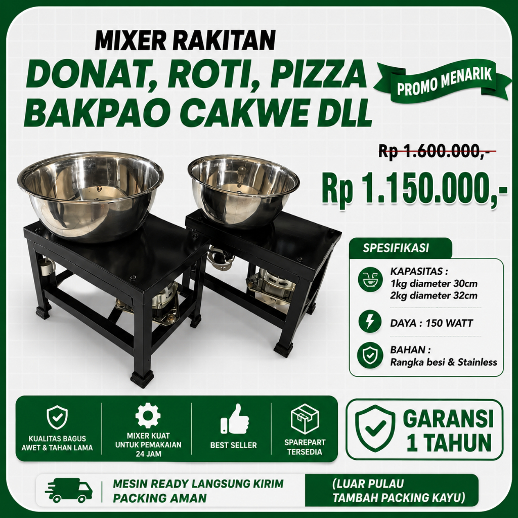 Mixer adonan roti | Mixer rakit untuk adonan roti donat bakpao dan lainnya