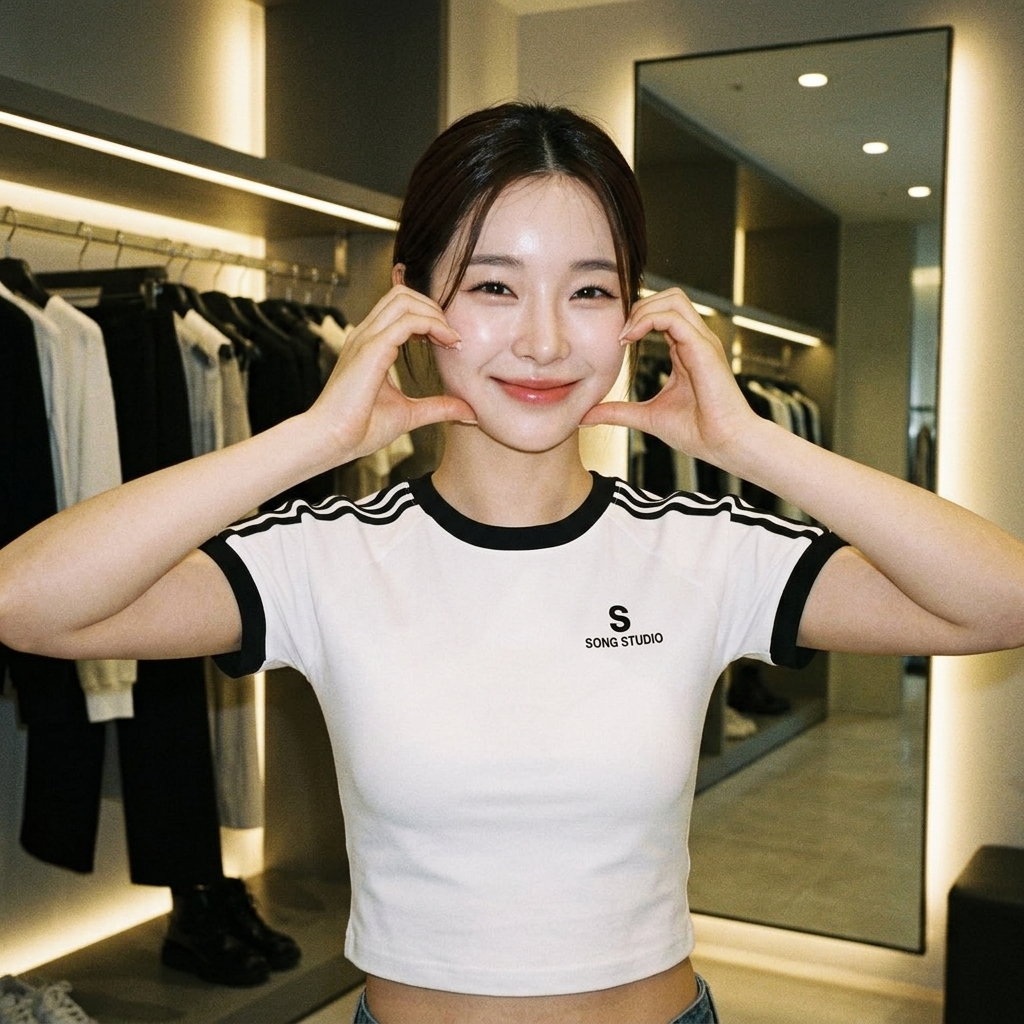 Kaos Wanita Crop Top Rib Studio Song Atasan Lengan Pendek Korean Stylish Harian Santai Adem